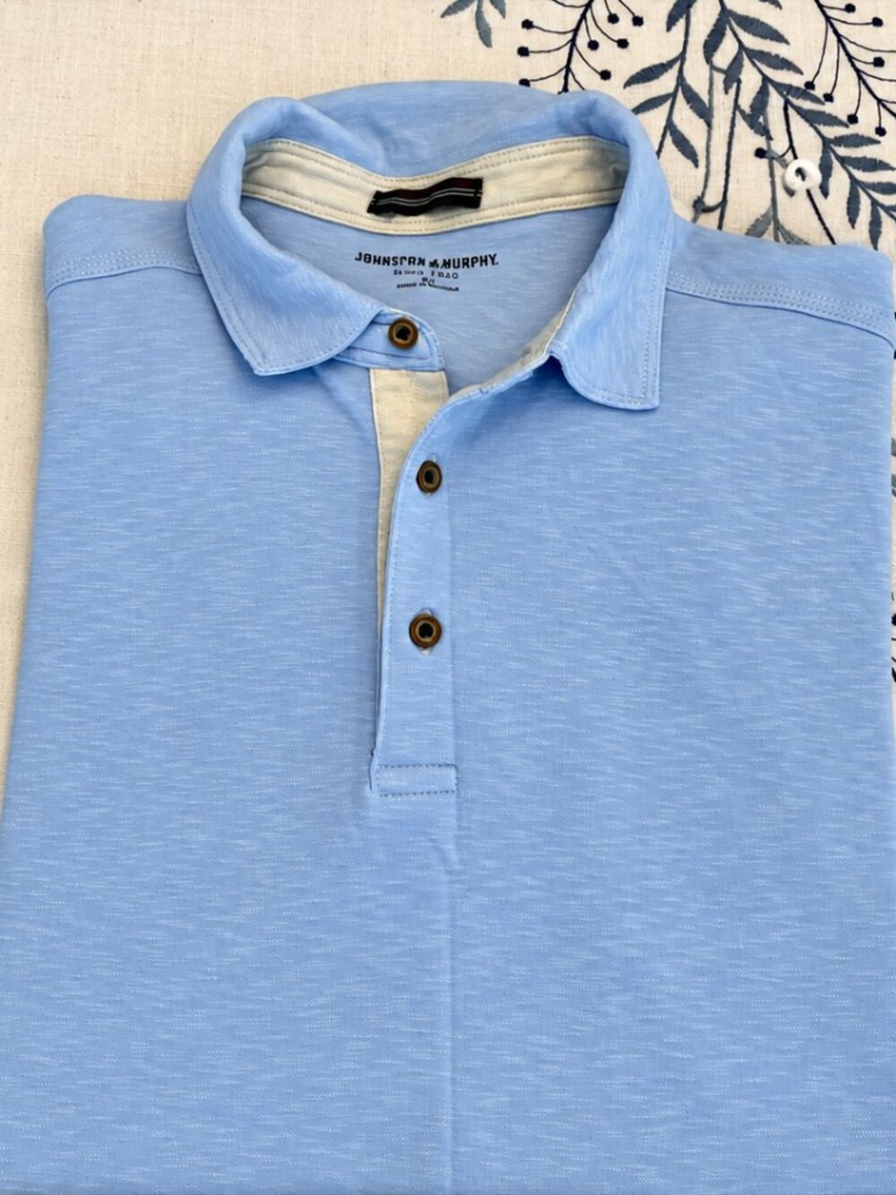 Johnston & Murphy Men's XL Light Blue Heathered Golf Polo Shirt Short Sleeve